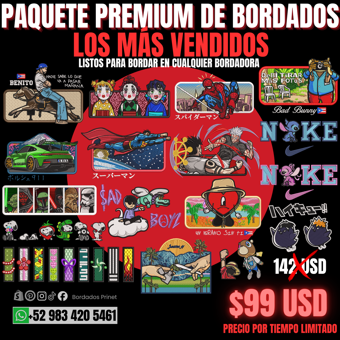 PAQUETE PREMIUM DE BORDADOS