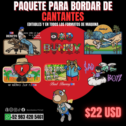 PAQUETE DE CANTANTES PARA BORDAR
