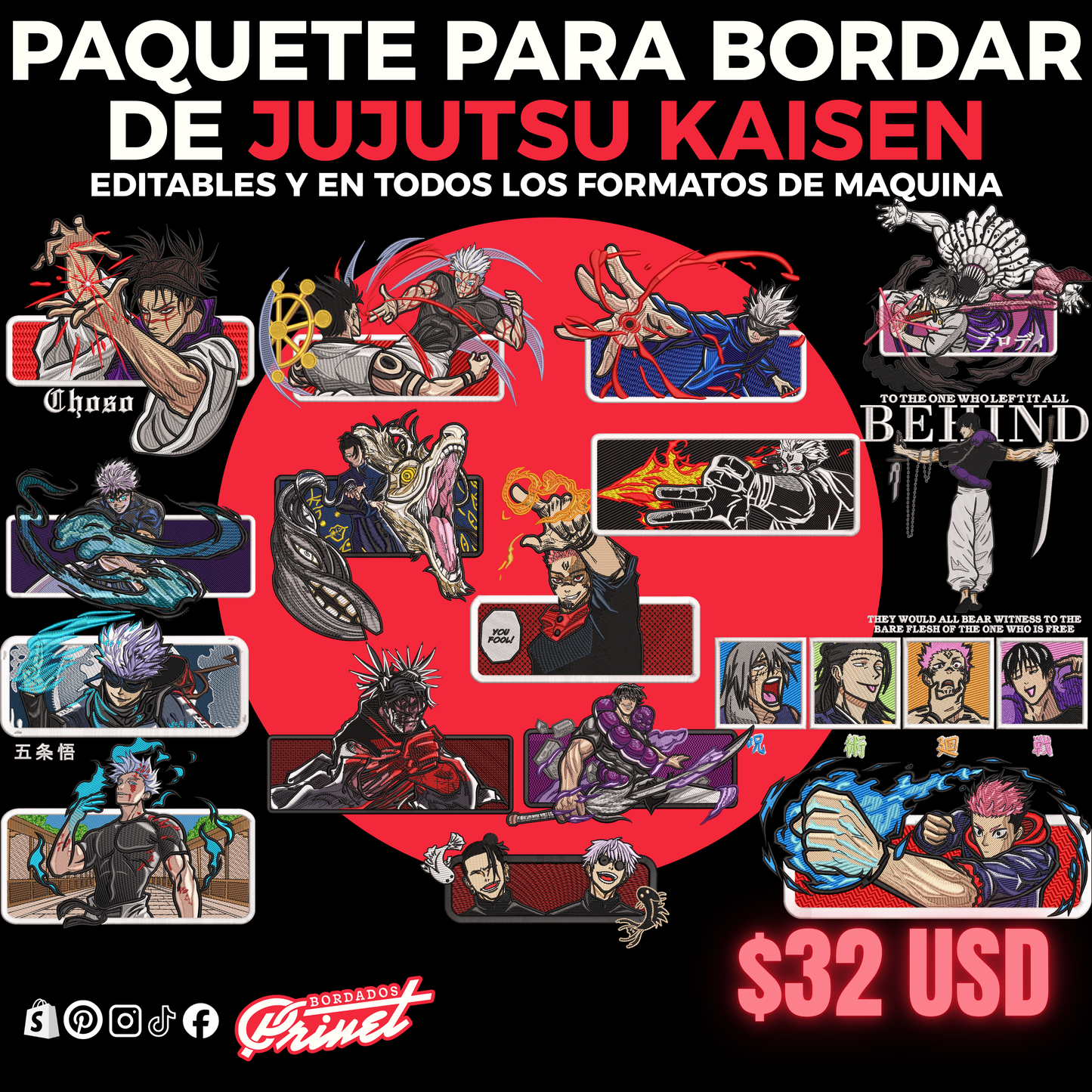 PAQUETE DE JUJUTSU KAISEN PARA BORDAR