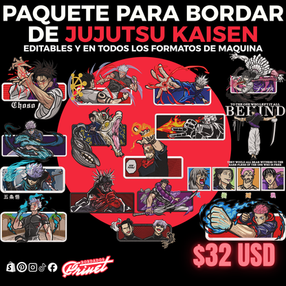PAQUETE DE JUJUTSU KAISEN PARA BORDAR