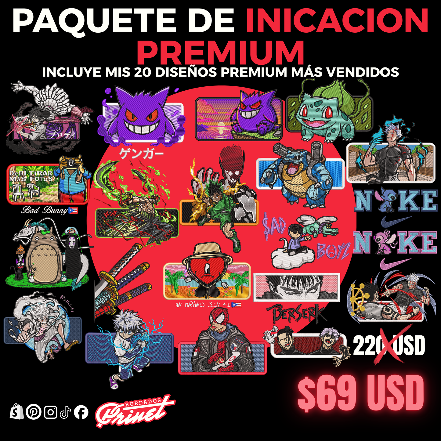 PAQUETE DE INICACIÓN AL BORDADO PREMIUM