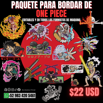PAQUETE DE ONE PIECE PARA BORDAR