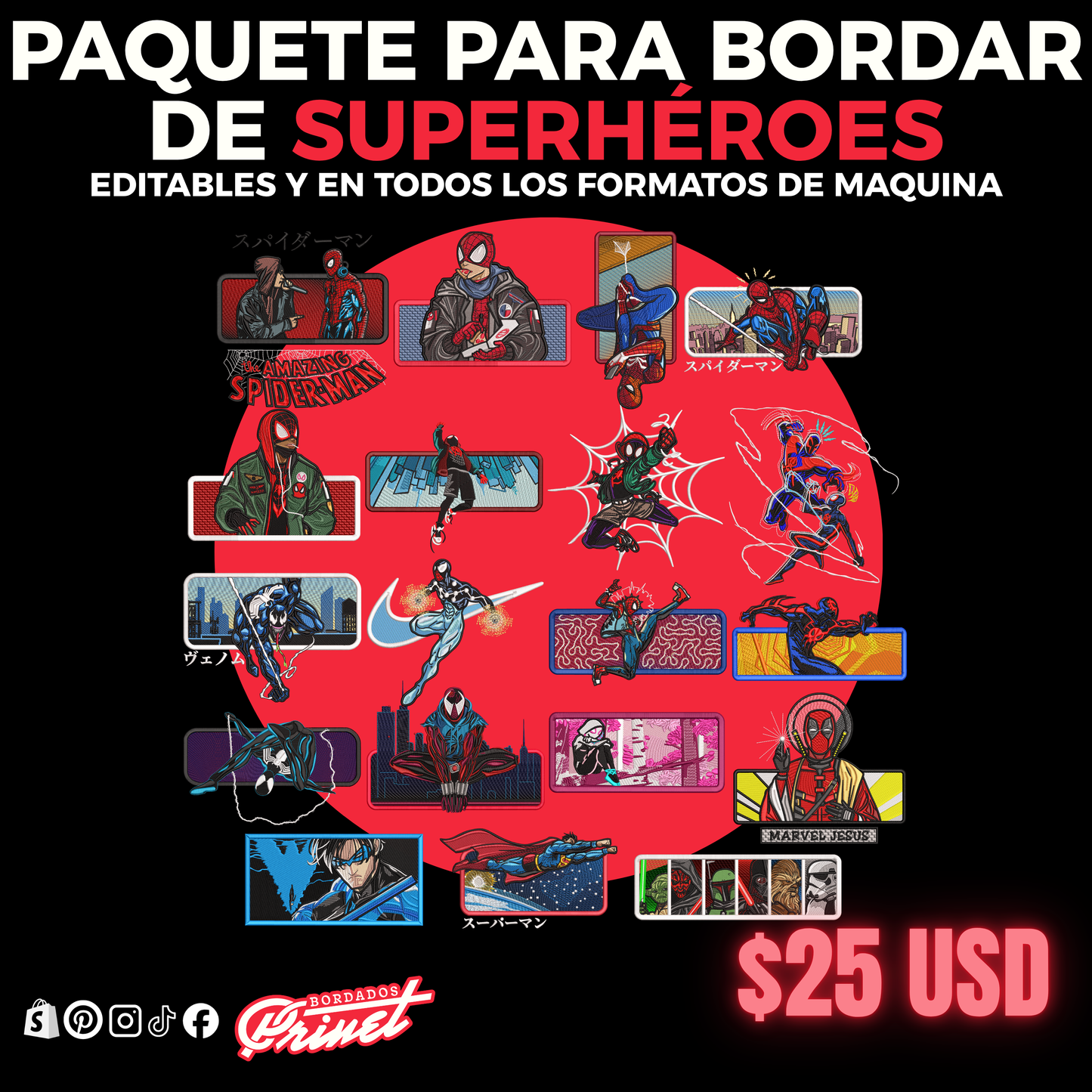 PAQUETE DE SUPERHÉROES PARA BORDAR