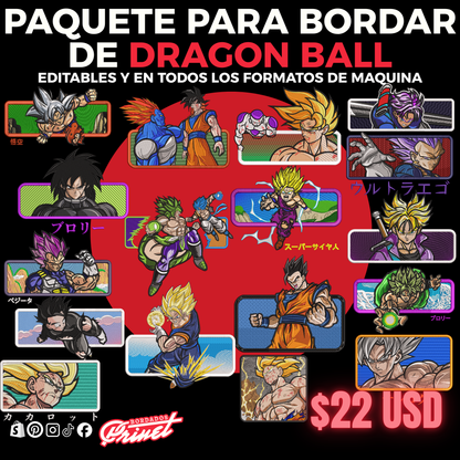 PAQUETE DE DRAGON BALL PARA BORDAR