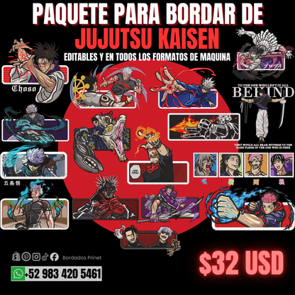PAQUETE DE JUJUTSU KAISEN PARA BORDAR