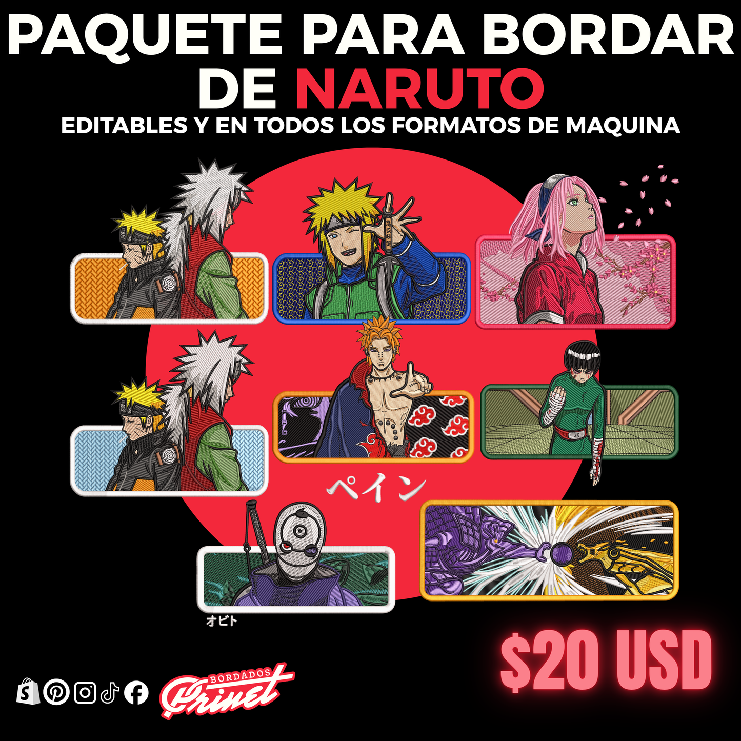 PAQUETE DE NARUTO PARA BORDAR