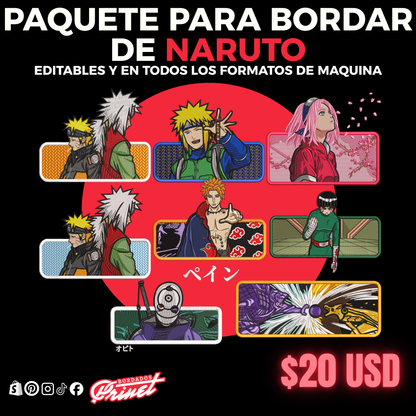 PAQUETE DE NARUTO PARA BORDAR