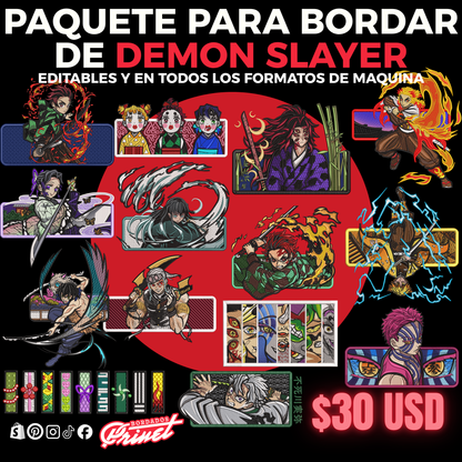 PAQUETE DE DEMON SLAYER PARA BORDAR