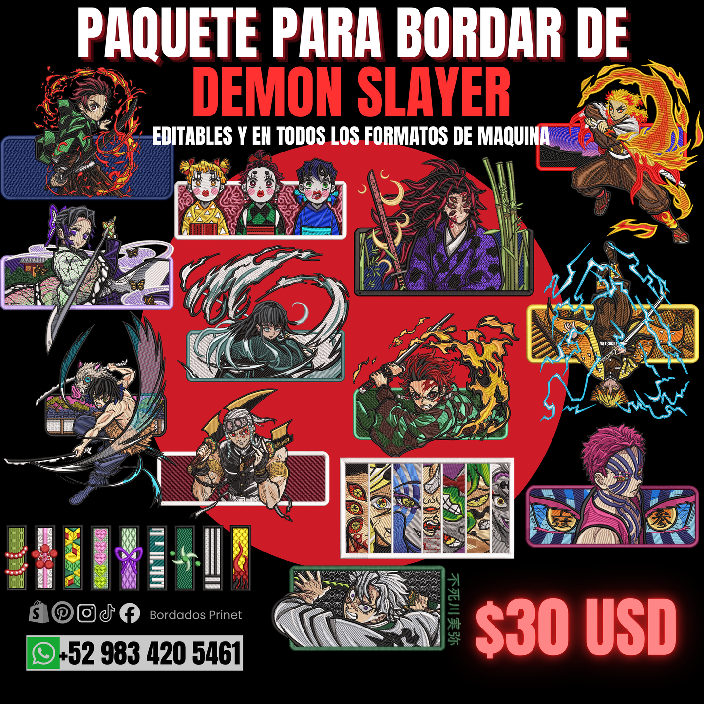 PAQUETE DE DEMON SLAYER PARA BORDAR