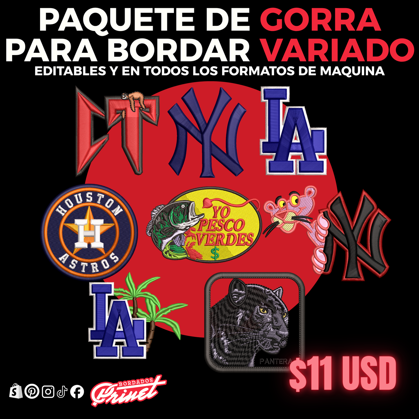 PAQUETE DE BORDADOS PARA GORRAS