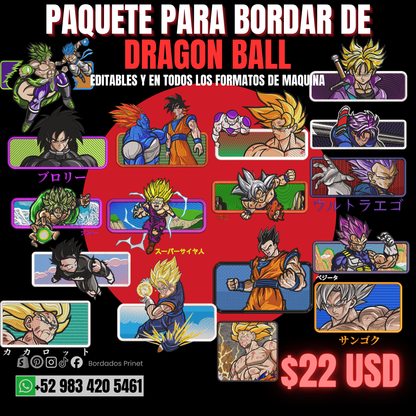 PAQUETE DE DRAGON BALL PARA BORDAR