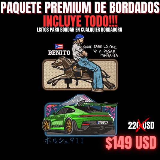 PAQUETE PREMIUM DE BORDADOS