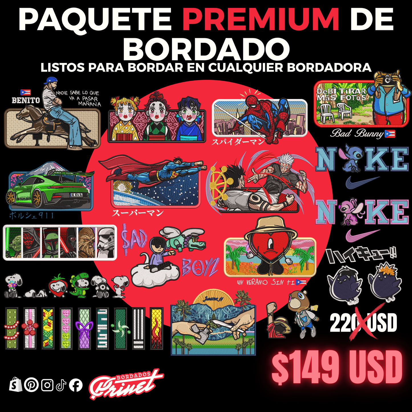 PAQUETE PREMIUM DE BORDADOS