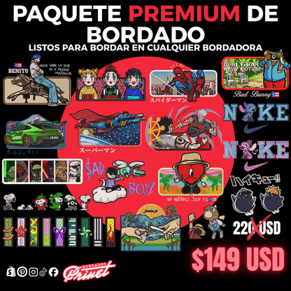 PAQUETE PREMIUM DE BORDADOS