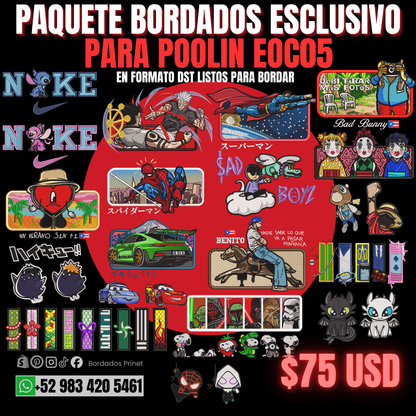 PAQUETE DE BORDADOS EXCLUSIVO POOLIN EOC05