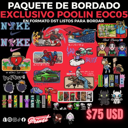 PAQUETE DE BORDADOS EXCLUSIVO POOLIN EOC05