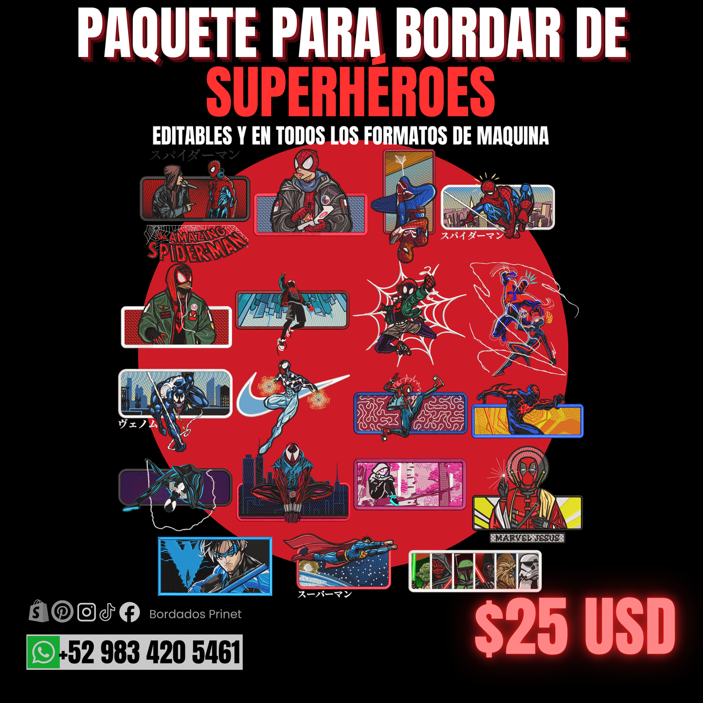 PAQUETE DE SUPERHÉROES PARA BORDAR